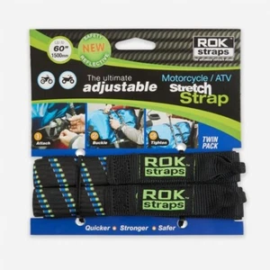 ROK 056 Motorcycle Adjustable Strap Black/Blue/Green Reflective (2 Pack) - Picture 1 of 3