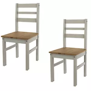 Par de sillas de comedor grises respaldo de madera comedor cocina hogar muebles asientos - Imagen 1 de 5