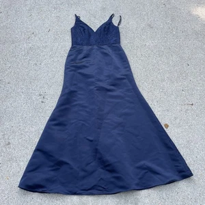 Hayley Paige Lace Illusion Wedding Formal Dress Gown Navy Blue Size 14 - Picture 1 of 11