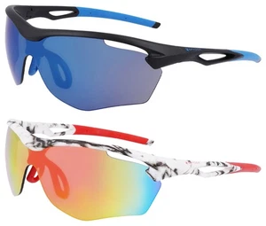 Spyder Men's Semi-Rimless Sport Shield Sunglasses w/ Mirror Lens - SP6031 - Picture 1 of 6