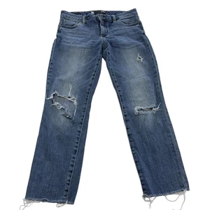 Kut From The Kloth Jeans Womens 2 Reese Ankle Straight Leg Distressed Raw Hem - Picture 1 of 7