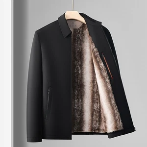 Winter Mens Velvet Thickened Collar Cotton Jacket Casual Cotton Warm Jacket Top - Picture 1 of 22