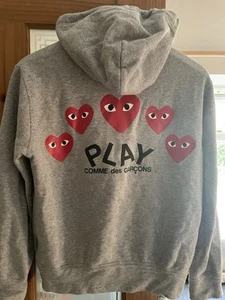 Comme des Garcons Play | Grey Zip-Up Hoodie | Heart Logo | Size S - Picture 1 of 10