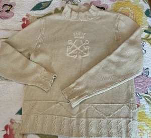 Intarsia Knit Ralph Lauren Mock Turtleneck LG Ivory Logo Crown Hong Kong VTG - Picture 1 of 11