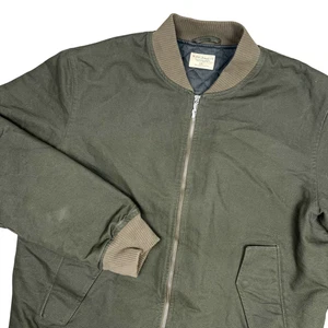 Nudie Jeans Alexander Jacke Herren 2XL Grün Canvas Bomber Full Zip Druckknopf Freizeit - Bild 1 von 12