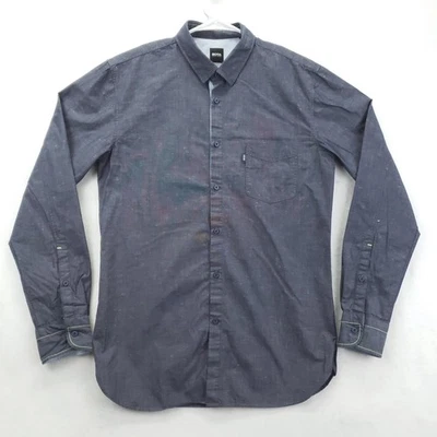 BOSS Hugo Boss Shirt Mens Medium Navy Slim Fit Magneton_1 Cotton Stretch Pocket - Image 1 of 4