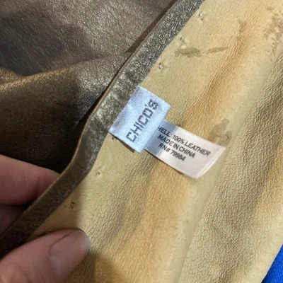 Chicos 大号皮革豹纹披肩棕色耳钉包裹 OS 金属耳钉 — 第 1/4 张图片