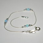 4 Pcs Sterling Silver 925 Chain Laser Cut And Light Blue Opal Bead Bracelets Lot
