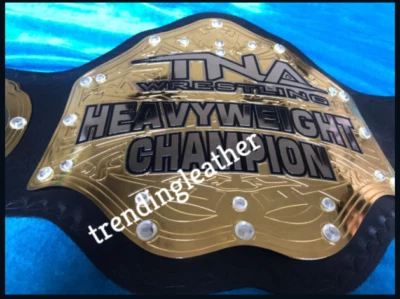 Cinturón réplica campeonato de lucha de peso pesado TNA cinturón tamaño adulto doble enchapado Foto 1 de 4