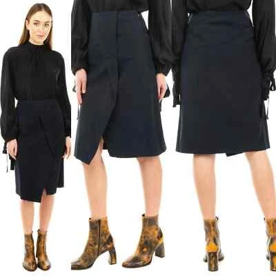 Юбка женская Marc by Marc Jacobs 4 темно-синяя асимметричная искусственная с запахом высокая талия - Изображение 1 из 4