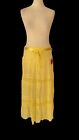 Giuliana Skirt Made in Italy Lemon Yellow Maxi Embroidered Gypsy One Size 10-14