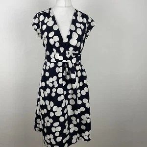 BANANA REPUBLIC Wrap Dress Size UK 8 Black White Silk Spotty Evening Occasion - Picture 1 of 15