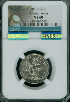 2018 P PICTURED ROCK QUARTER NGC MS68 PQ MAC FINEST REGISTRY MAC SPOTLESS * - Image 1 of 2
