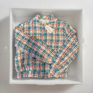 ON-34th Tweed Bomber Giacca Cerniera Intera Giacca a Check Multicolore (W Taglia Media) - Foto 1 di 7