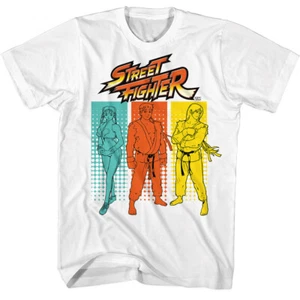 Street Fighter Capcom Video Game Merch Neon Synthwave Characters Men's T Shirt  - Picture 1 of 5