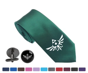 Legend of Zelda Men Woven Skinny Groom 2.5" Party Tie Necktie Cufflink Cuff Link - Picture 1 of 29