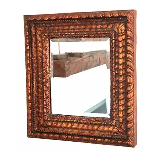 Vintage Heavy Ornate Frame 19 x 17 x 2.5 Beveled Mirror 9.5 x 11.5 Copper Finish - Picture 1 of 23