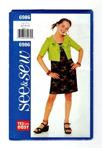 Sewing Pattern for Girls, Jacket and Dress, Butterick 6986 Size 7-8-10, Uncut FF - Picture 1 of 4