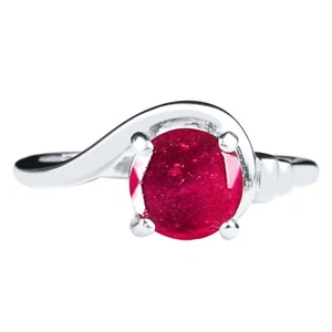 1.00Ct Round Cut 100% Natural Burmese Ruby Solitaire Ring In 925 Sterling Silver - Picture 1 of 1