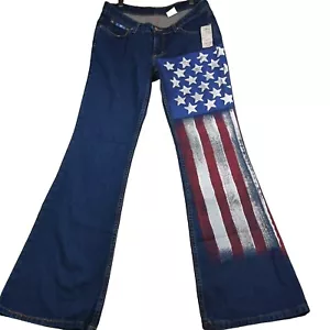 Jeans svasati Y2K Charlotte Russe USA 100% cotone nuovi con etichette bandiera americana Lamar - Foto 1 di 14