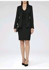 Reiss Huxley Textured Skirt Suit Matching Blazer Size 6 Black Great Condition