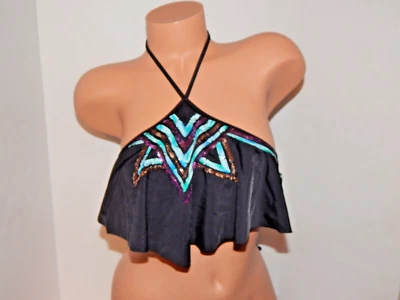 Victoria's Secret PINK lightly lined sequin flounce bikini top~XS (fits AA-B ) - Image 1 of 3