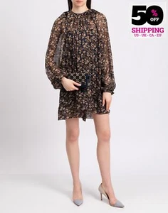 RRP€1242 N 21 Silk Mini Dress IT40 US4 UK8 S Floral Elastic Cuffs Open Back - Picture 1 of 9