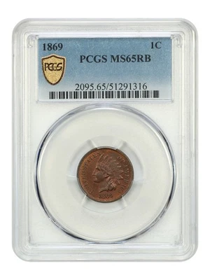 1869 1C PCGS MS65RB - Indian Cent - Semi-Key Date - Image 1 of 4