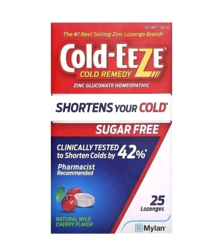 Remedio para el frío, gluconato de zinc homeopático, cereza silvestre natural, 25 pastillas Foto 1 de 1