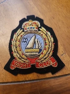 Vintage Heavily Embroidered Multi Color Yacht Club Nautical Cloth Patch - Picture 1 of 5