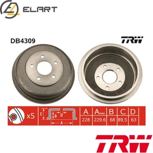 2x BRAKE DRUM DB4309 FOR FORD TOURNEOCONNECTTRANSITCONNECT RWPC/RWPD/RWPB 1.8L - Picture 1 of 9