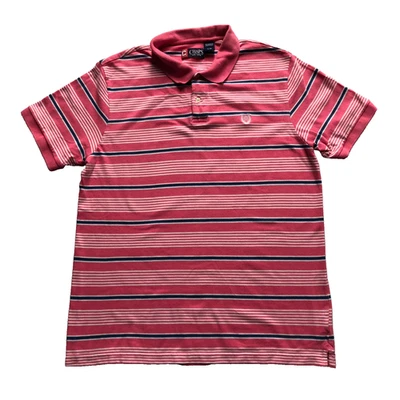 Vintage Chaps Polo Shirt Mens Large Pink Striped Preppy Textured Retro Casual - Image 1 of 4