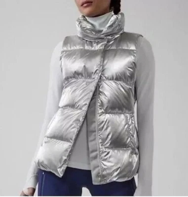 Chaleco acolchado Athleta Metallic Downtown plateado XS extra pequeño Foto 1 de 2