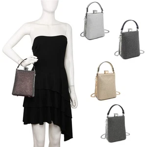 Boutique Mujer Estuche Rígido Diamante Mini Pequeño Bolso de Mano Hombro Noche Fiesta Bolso - Imagen 1 de 20