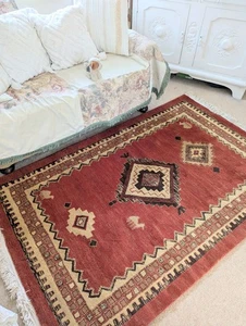 EXCELLENT clean condition 6x4ft JOHN LEWIS rust wool Turkish Milas hand made rug - Picture 1 of 9