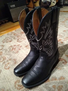 ARIAT LEGEND BLACK DEERTAN LEATHER SQUARE TOE COWBOY BOOTS #35705 MEN'S 11D - Picture 1 of 12