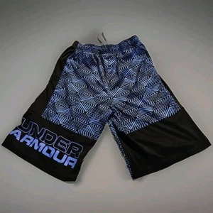 Boy's Youth XL Under Armour Loose Athletic Shorts Color Black With Blue Pattern - Picture 1 of 10