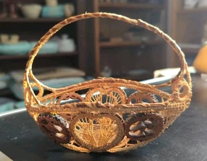 Handcrafted "KAYE'S ORIGINAL" Pine Needle and Walnut Basket ~Intricate Design - Picture 1 of 8