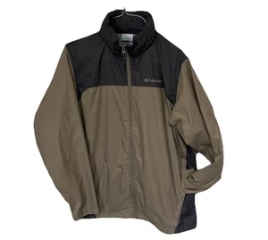 Columbia Windbreaker Jacket Men’s Medium Tan Gray Full Zip Lightweight Nylon M - Picture 1 of 9