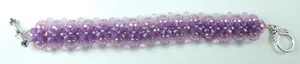 Statement Reversible Lilac & Purple Crystal & Pearl Bracelet Handmade Jewelry - Picture 1 of 5