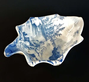 FINE, RARE EARLY 19th. C BRAMELD 'CASTLE de ROCHEFORT' LEAF PATTERN PICKLE DISH - Picture 1 of 7