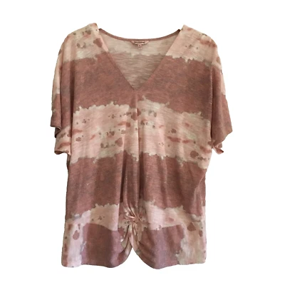 Pulôver Juicy Couture feminino tamanho XL gola V manga curta elástico nó torção - Imagem 1 de 4