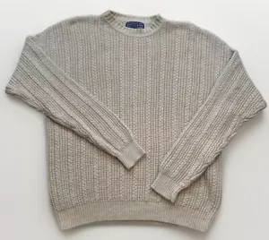 Savile Row Sweater Men's Size Large Beige Knitted Long Sleeve Crewneck Pullover - Picture 1 of 9