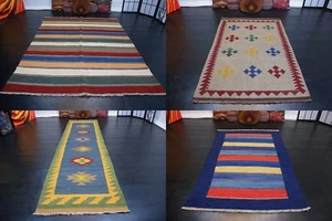 Handwoven Ghashgai Kilim Carpet Handmade Wool Various UK Child Size - Picture 1 of 44