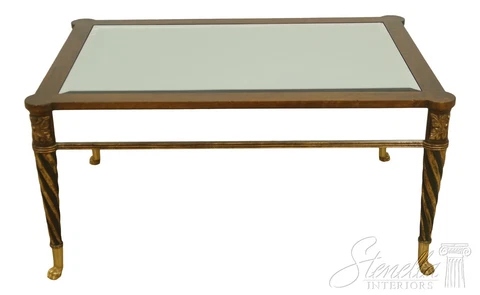 L56126EC: Neoclassical Etched Mirror Glass Coffee Table Cover