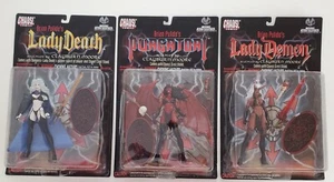 3 1997 Chaos Comics Pulido's Lady Death, Purgatori, Lady Demon 6” Action Figures - Picture 1 of 5