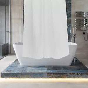 Plain Color Bathroom Curtain Light Filtering Shower Curtain for Home Hotel Dorm - Picture 1 of 9