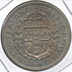 Nueva Zelanda, 1947 1/2 corona, Jorge VI - casi sin circular - Imagen 1 de 3
