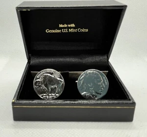 Neu Manschettenknöpfe Buffalo Indianerkopf Original US Mint Münzen - Bild 1 von 4