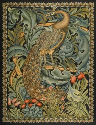 WALL JACQUARD WOVEN MEDIEVAL TAPESTRY The Peacock WILLIAM MORRIS ANTIQUE ART - Image 1 of 3